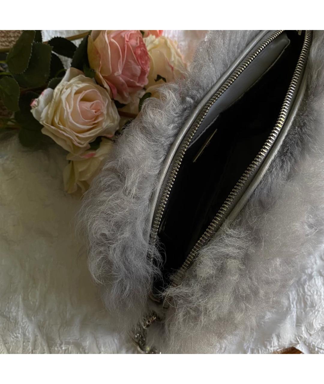 MIU MIU Серая меховая сумка через плечо, фото 4