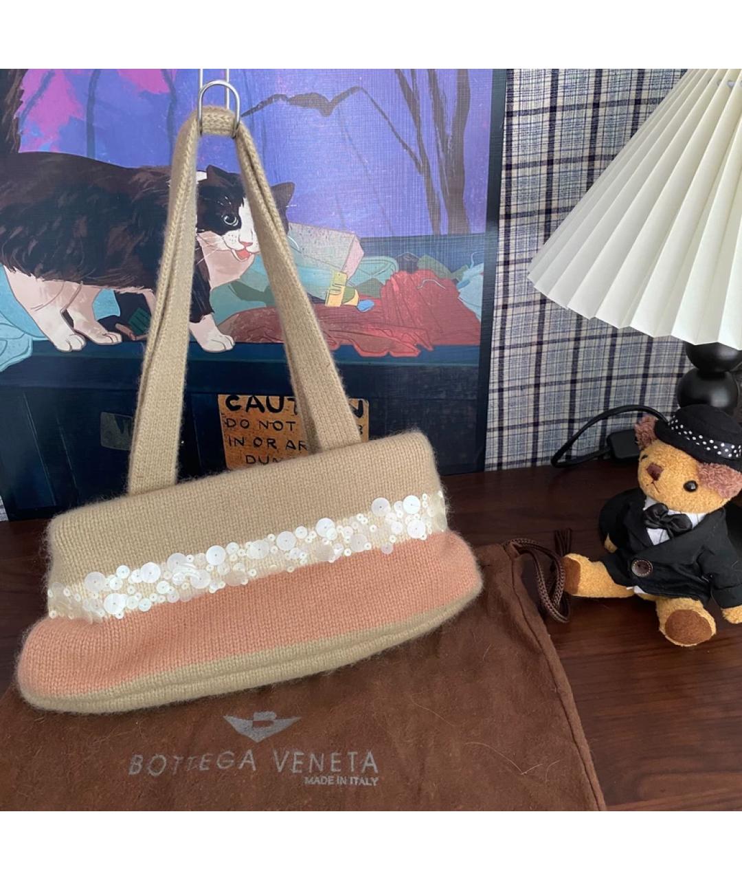 BOTTEGA VENETA Бежевая шерстяная сумка через плечо, фото 8