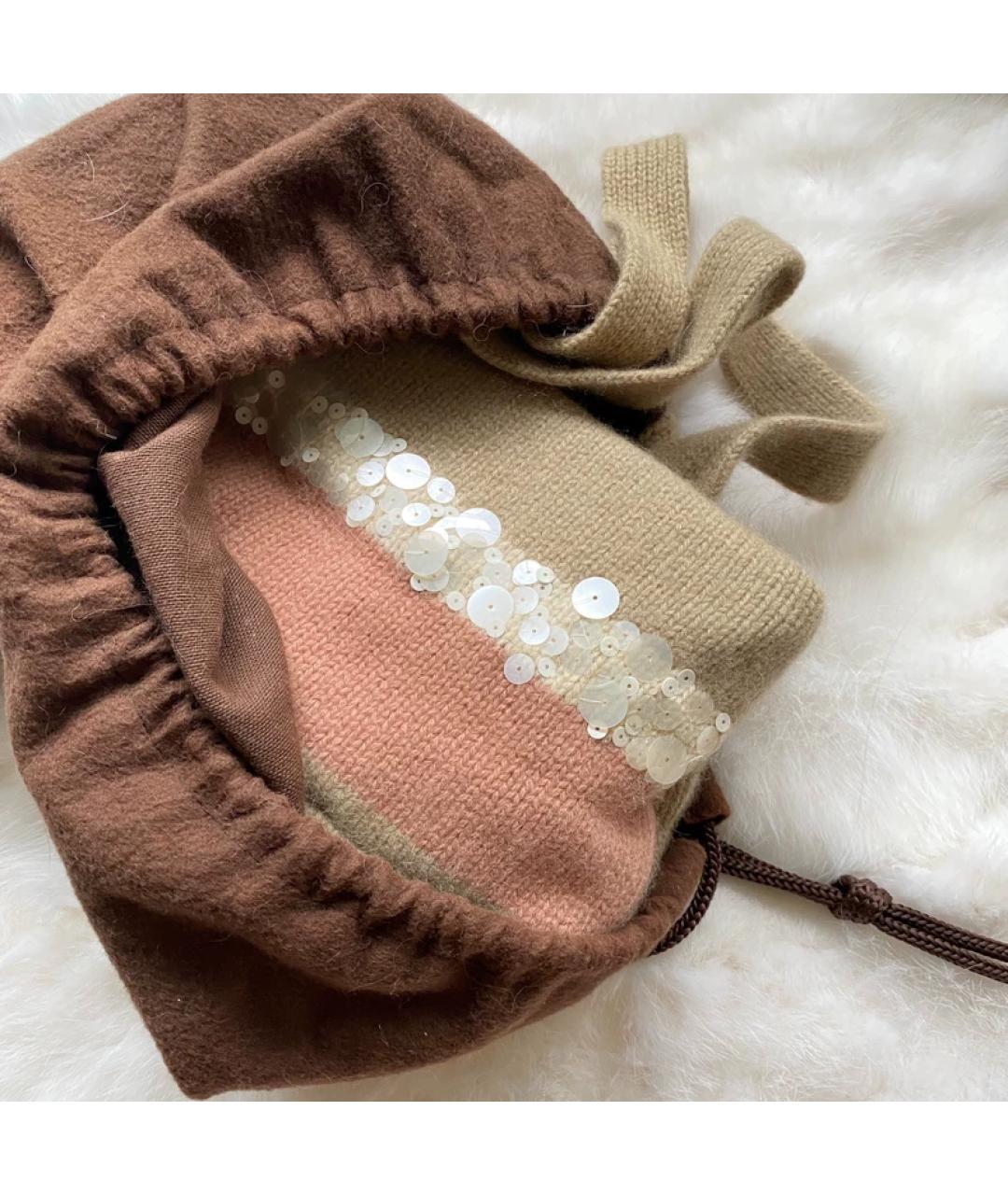 BOTTEGA VENETA Бежевая шерстяная сумка через плечо, фото 2