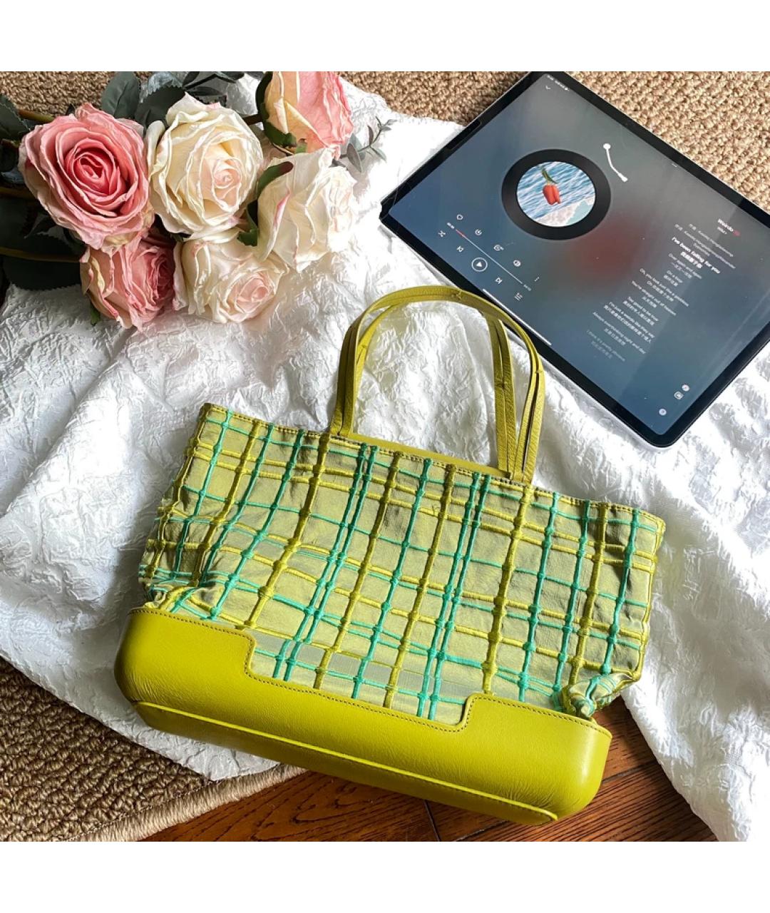 BOTTEGA VENETA Зеленая тканевая сумка с короткими ручками, фото 10