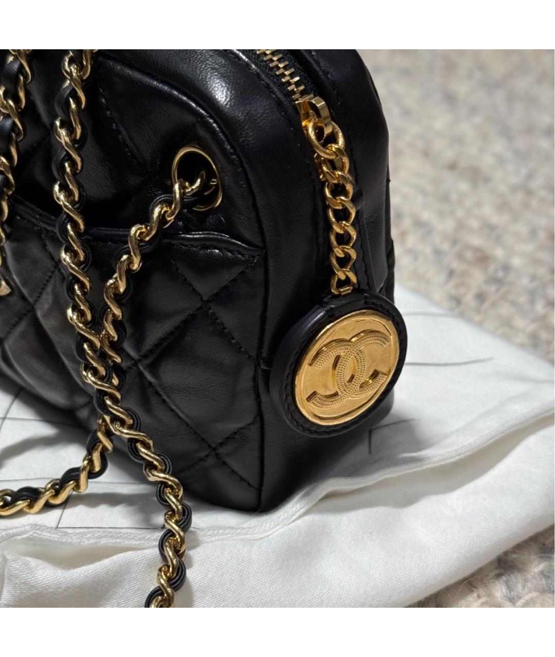 CHANEL Черная кожаная сумка через плечо, фото 6