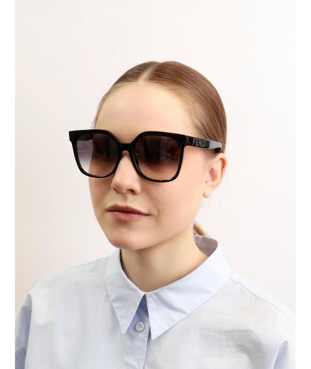 FENDI Черные пластиковые солнцезащитные очки, фото 5