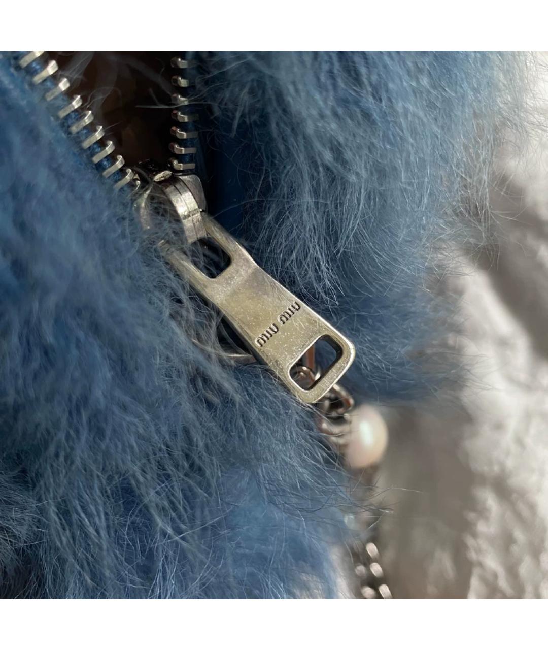 MIU MIU Синяя меховая сумка с короткими ручками, фото 3