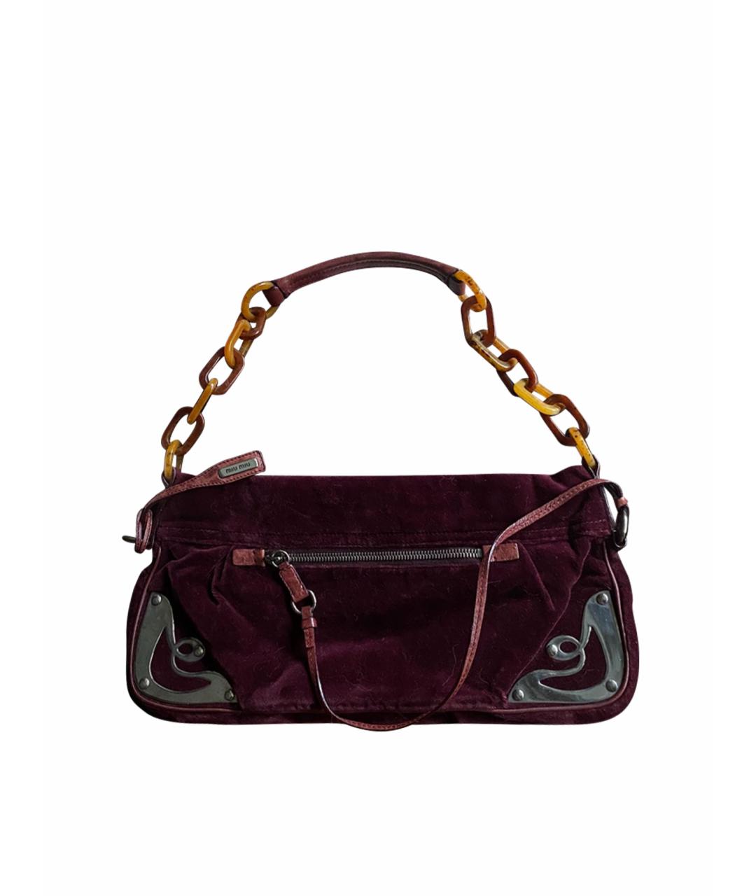 MIU MIU Бордовая бархатная сумка с короткими ручками, фото 1