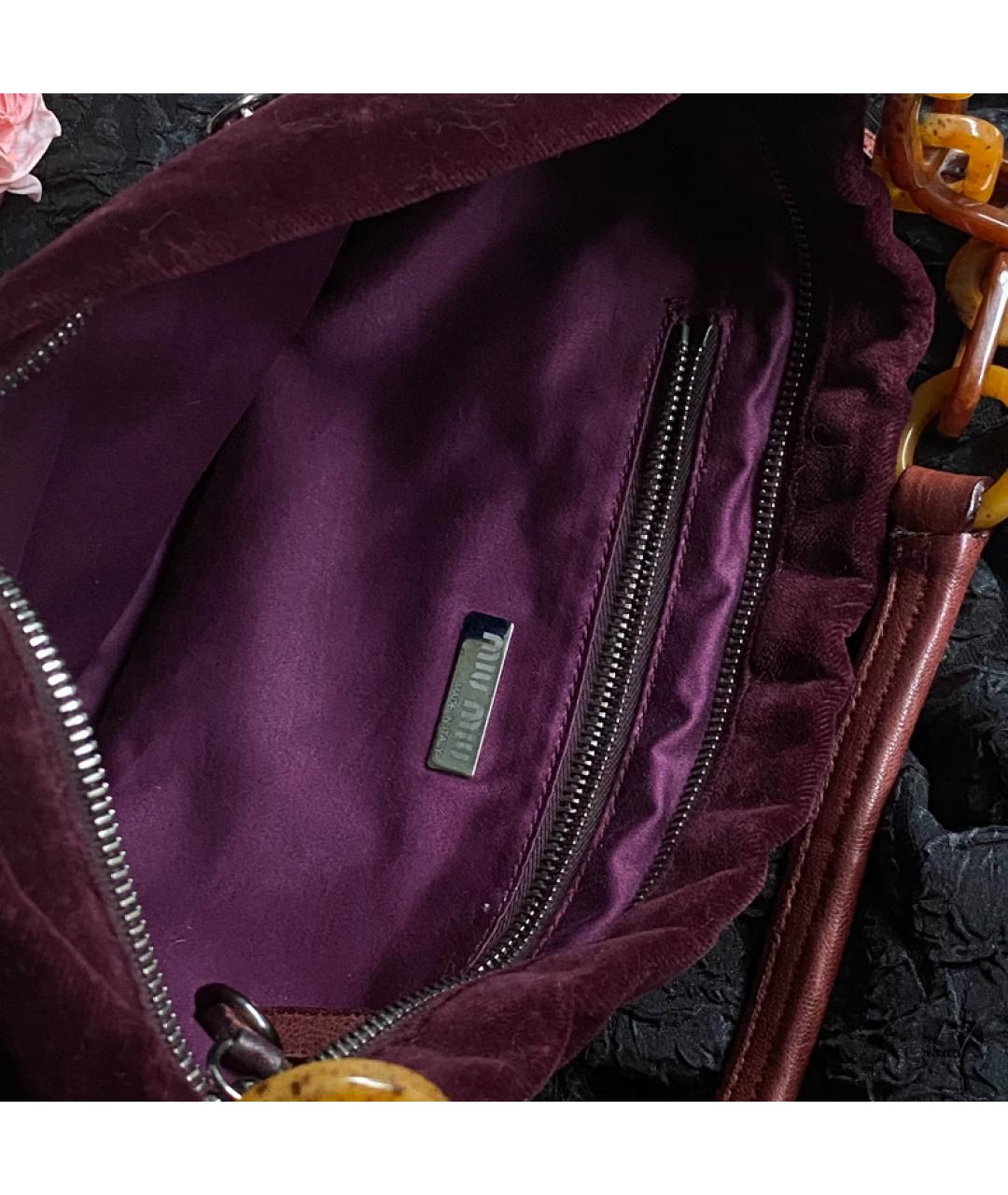 MIU MIU Бордовая бархатная сумка с короткими ручками, фото 5