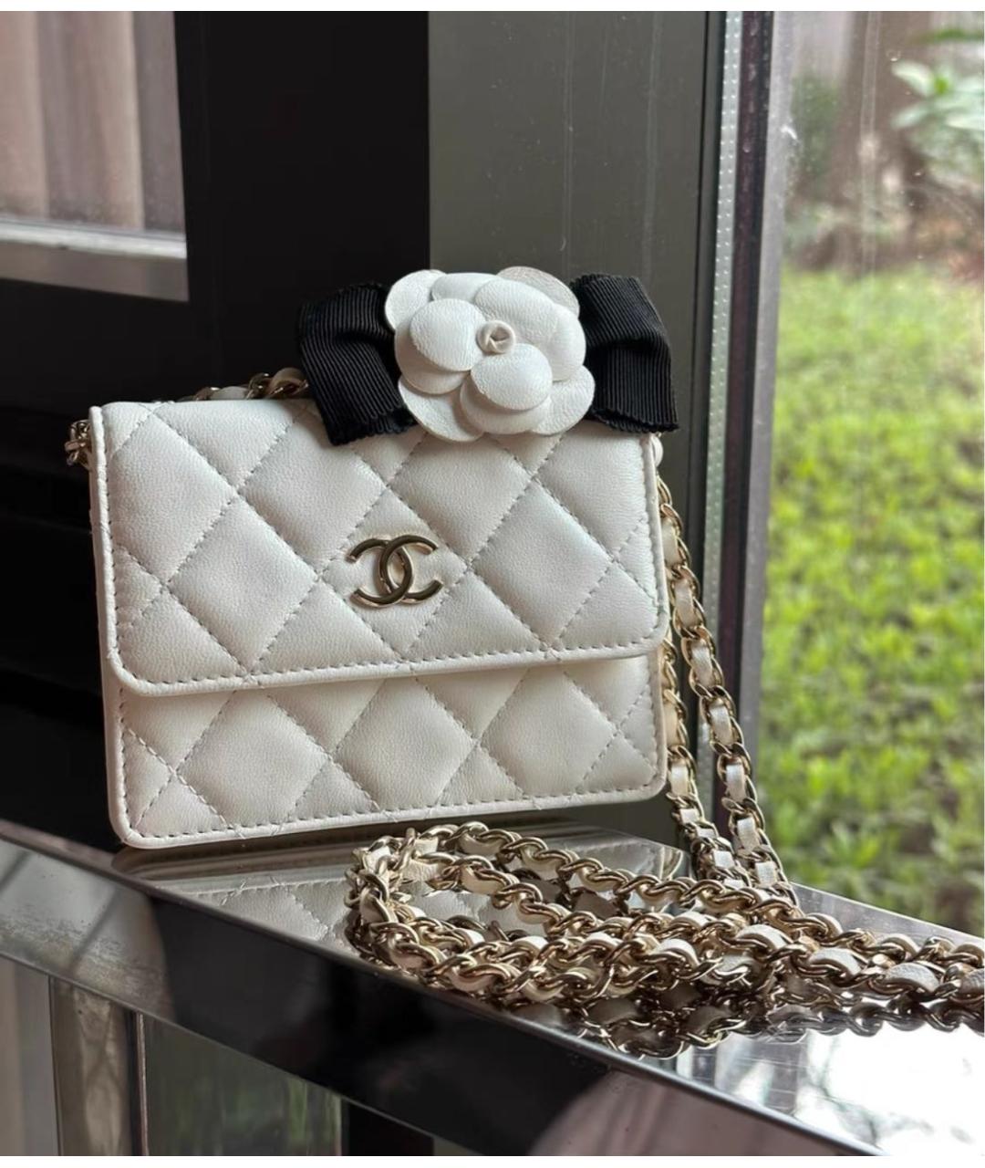 CHANEL Белая кожаная сумка через плечо, фото 2