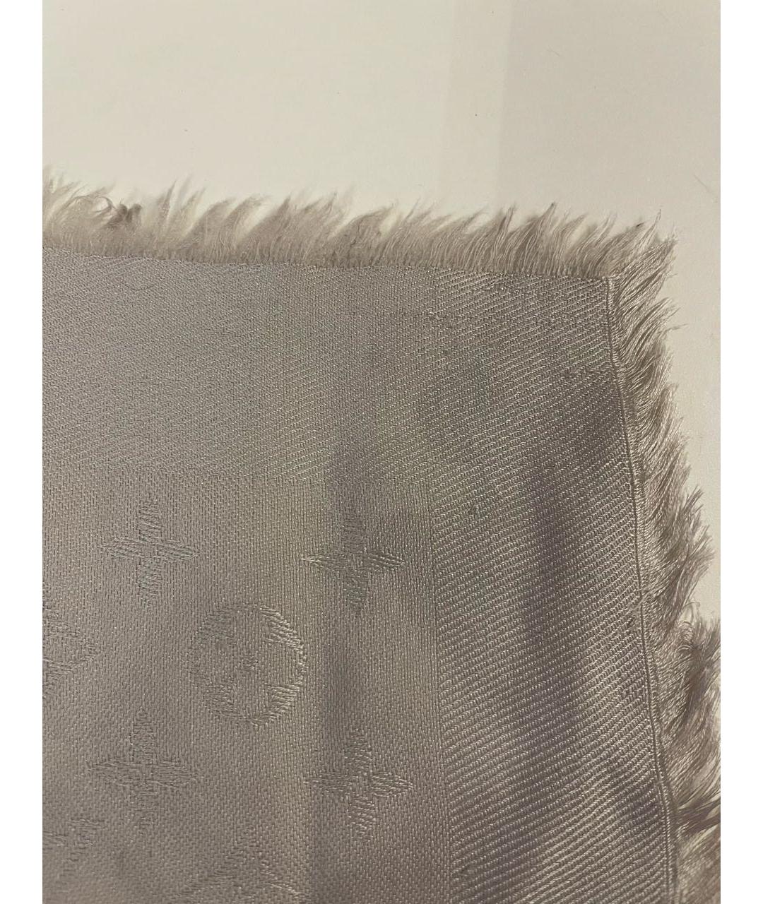 LOUIS VUITTON Серый шерстяной шарф, фото 6