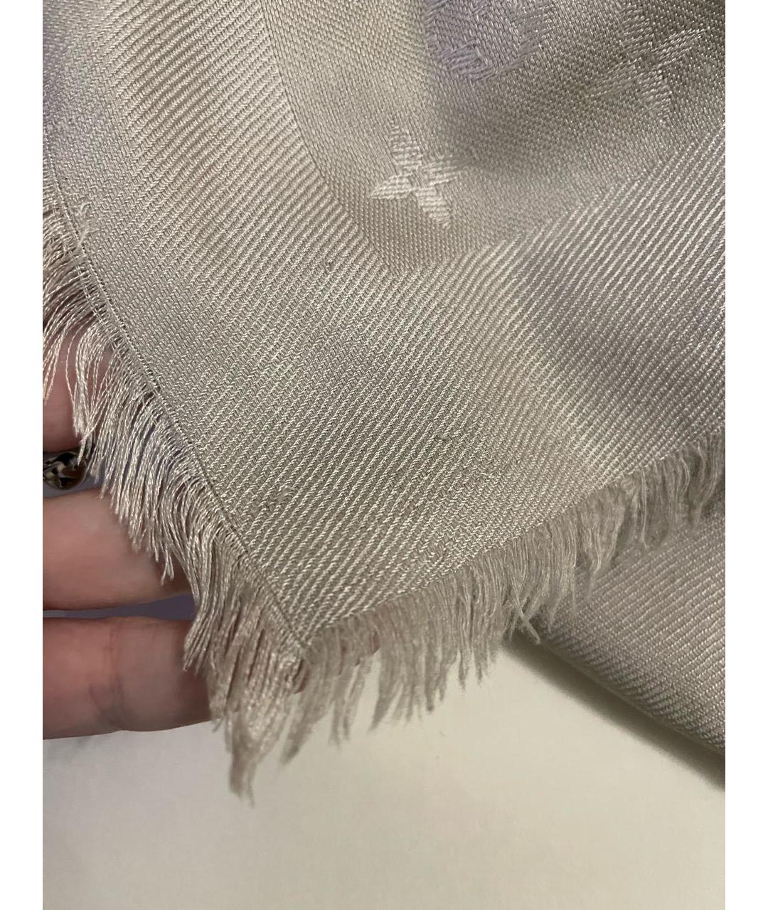 LOUIS VUITTON Серый шерстяной шарф, фото 5