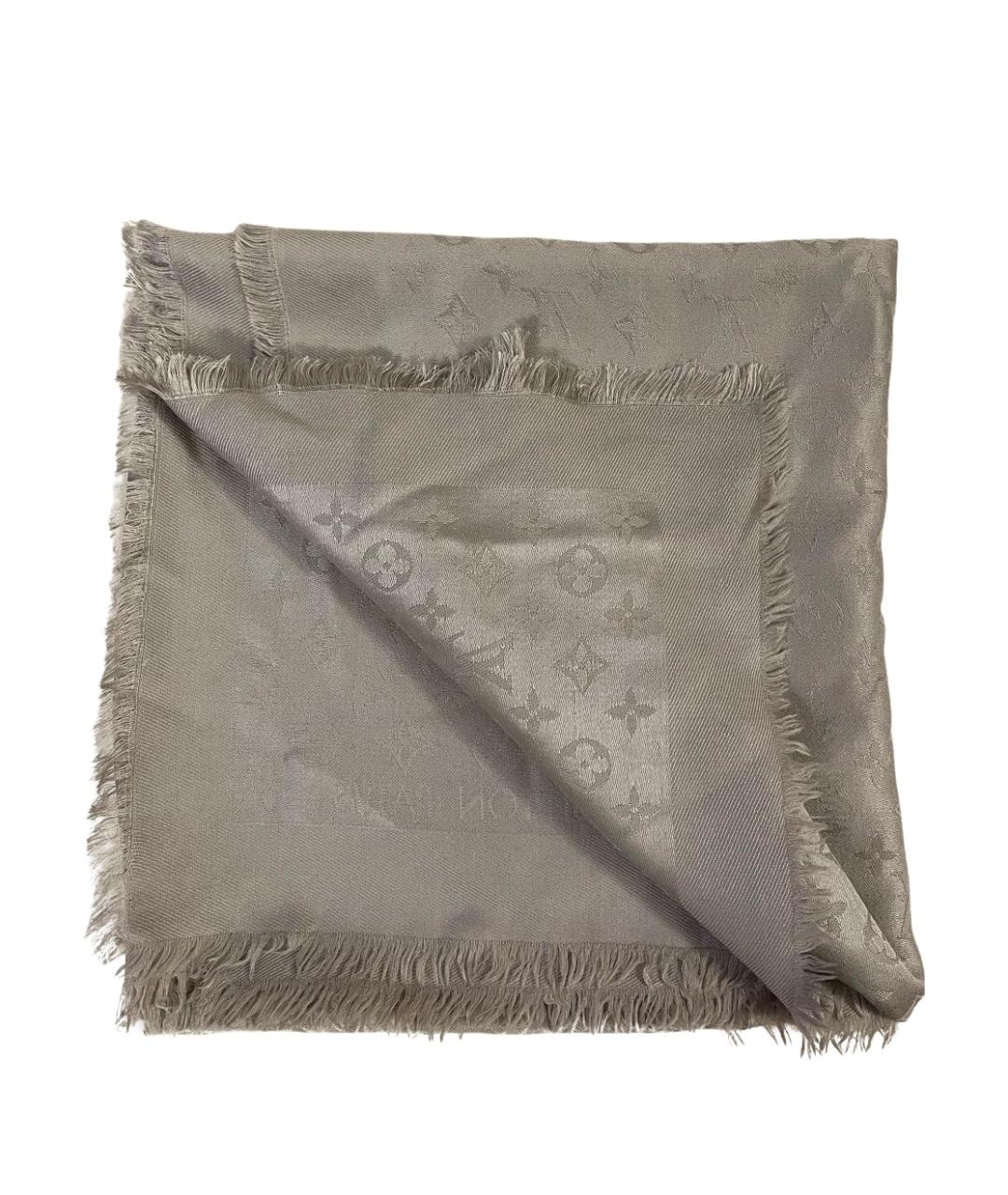 LOUIS VUITTON Серый шерстяной шарф, фото 1