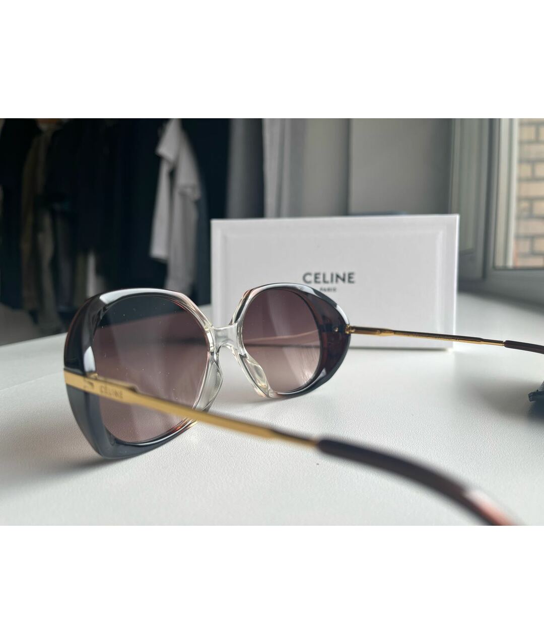 CELINE PRE-OWNED Коричневые солнцезащитные очки, фото 3