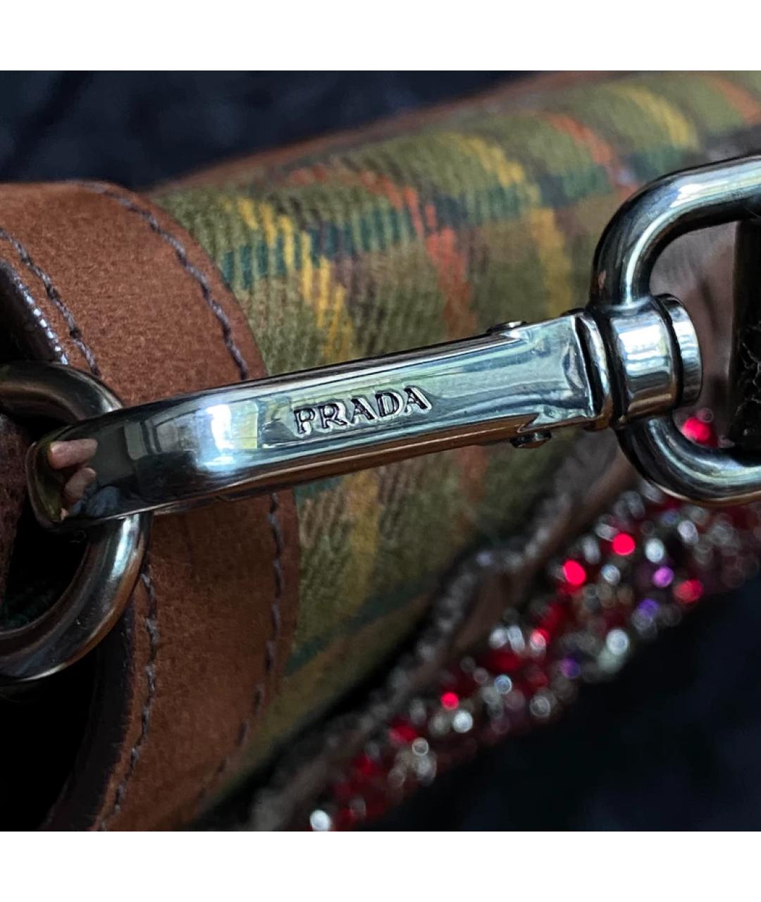 PRADA Зеленая шерстяная сумка с короткими ручками, фото 4