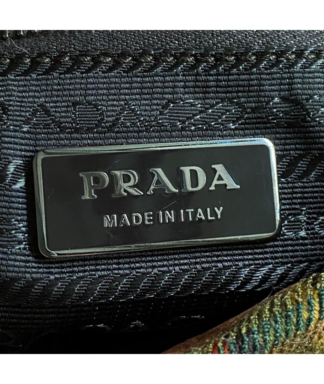 PRADA Зеленая шерстяная сумка с короткими ручками, фото 5