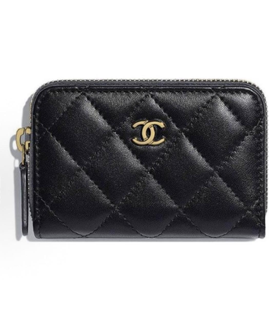 CHANEL Черный кожаный кошелек, фото 4