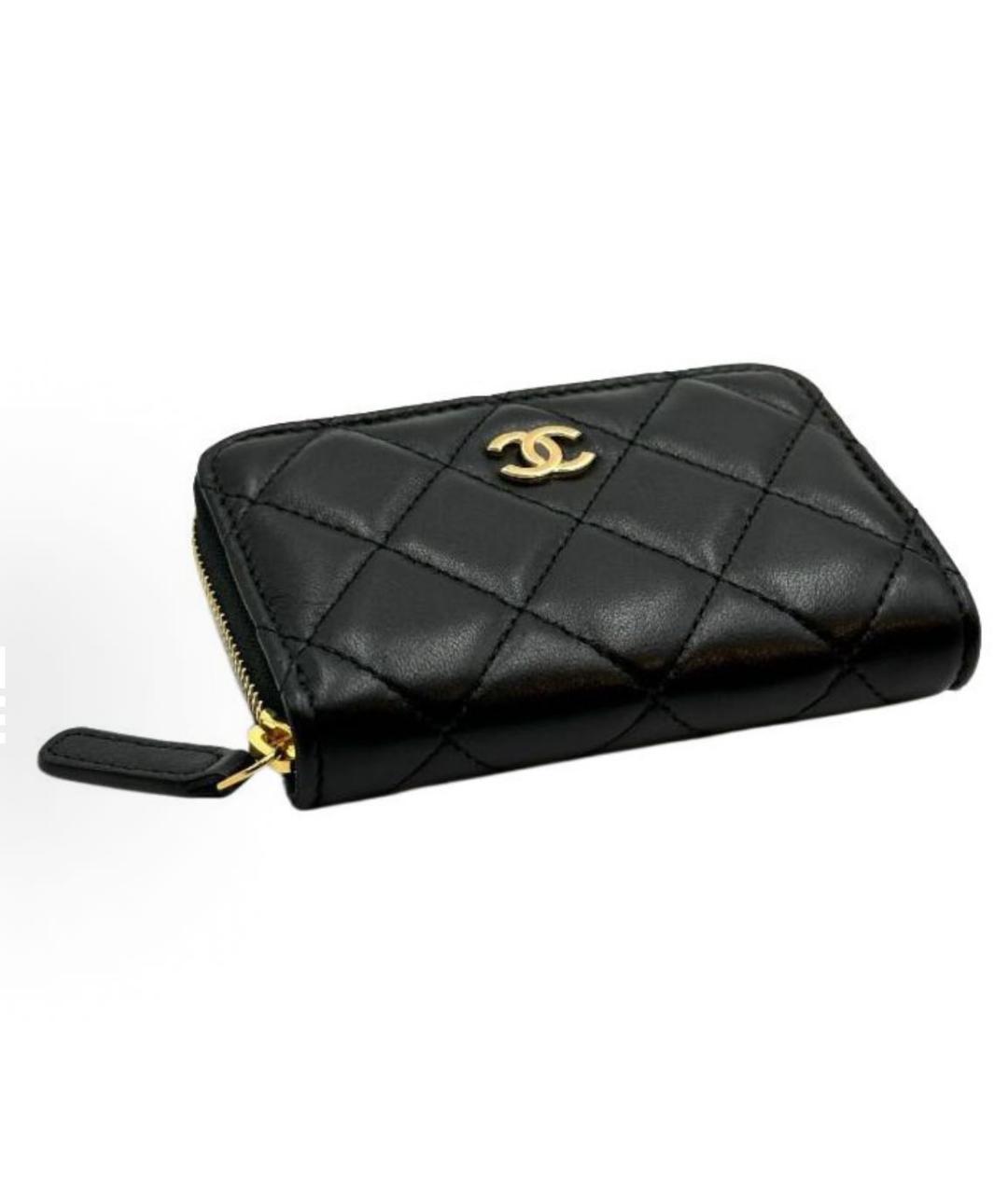 CHANEL Черный кожаный кошелек, фото 3