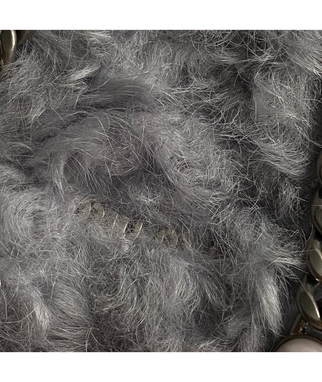 MIU MIU Серая меховая сумка с короткими ручками, фото 4