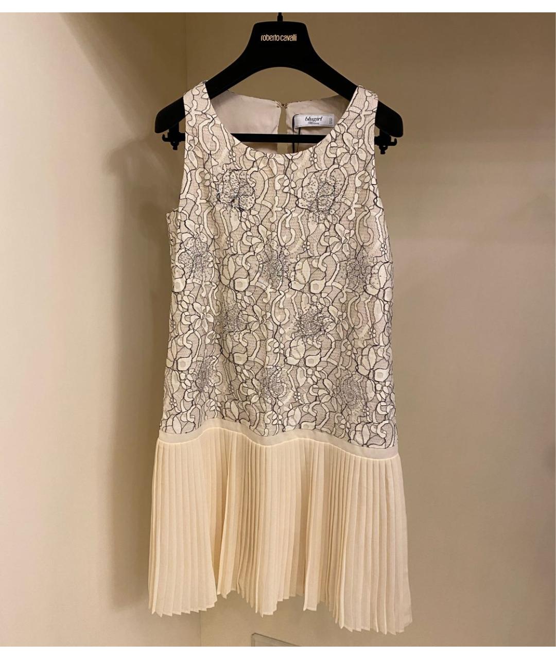 BLUMARINE Бежевое полиэстеровое коктейльное платье, фото 9