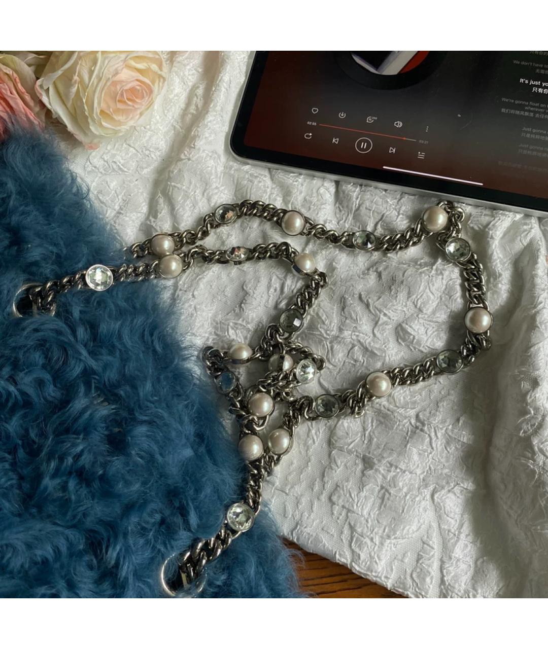 MIU MIU Синяя меховая сумка с короткими ручками, фото 3