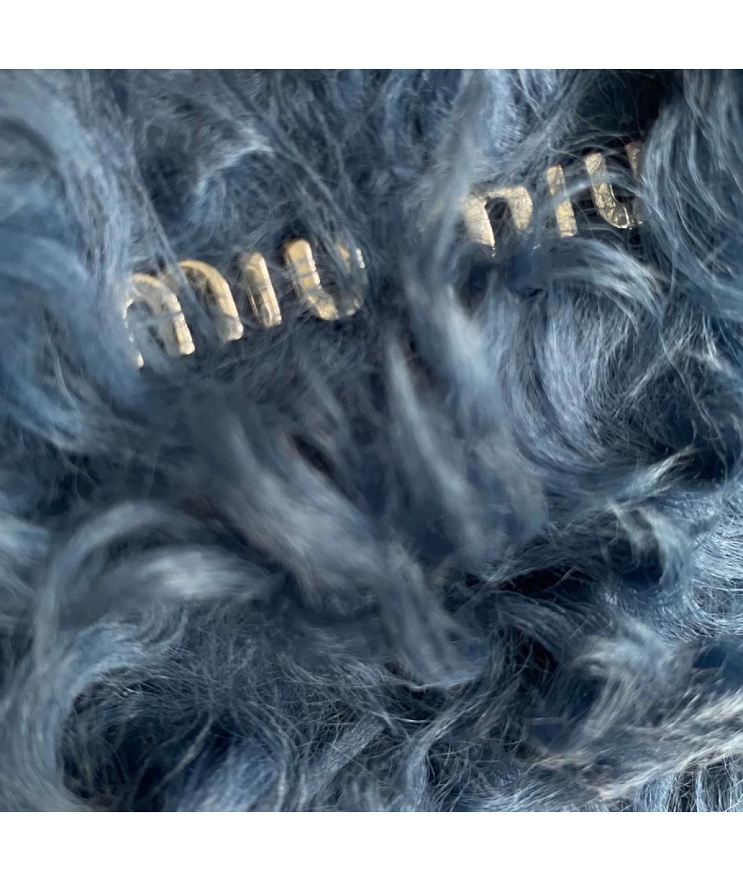 MIU MIU Синяя меховая сумка с короткими ручками, фото 2