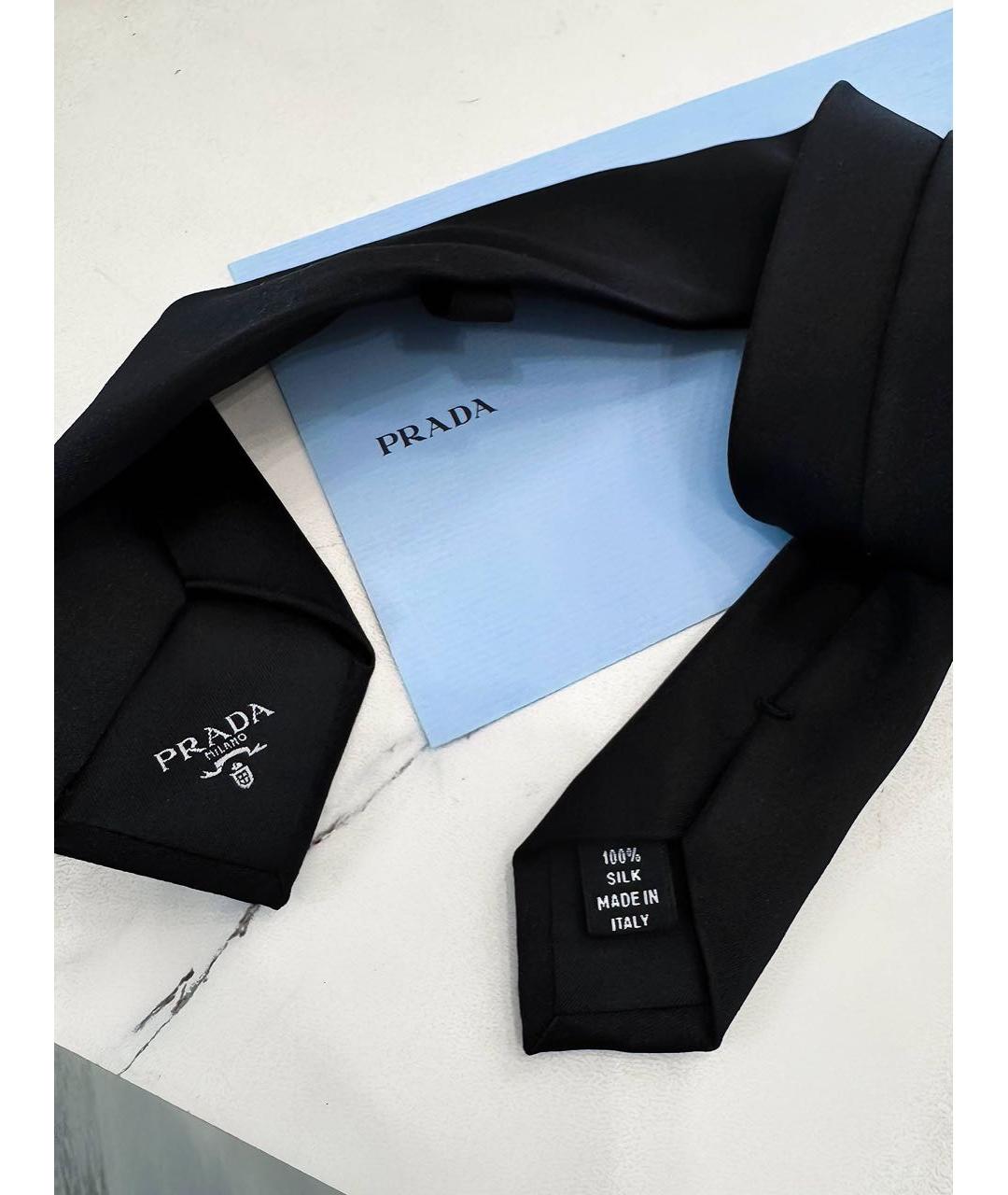 PRADA Темно-синий шелковый галстук, фото 2