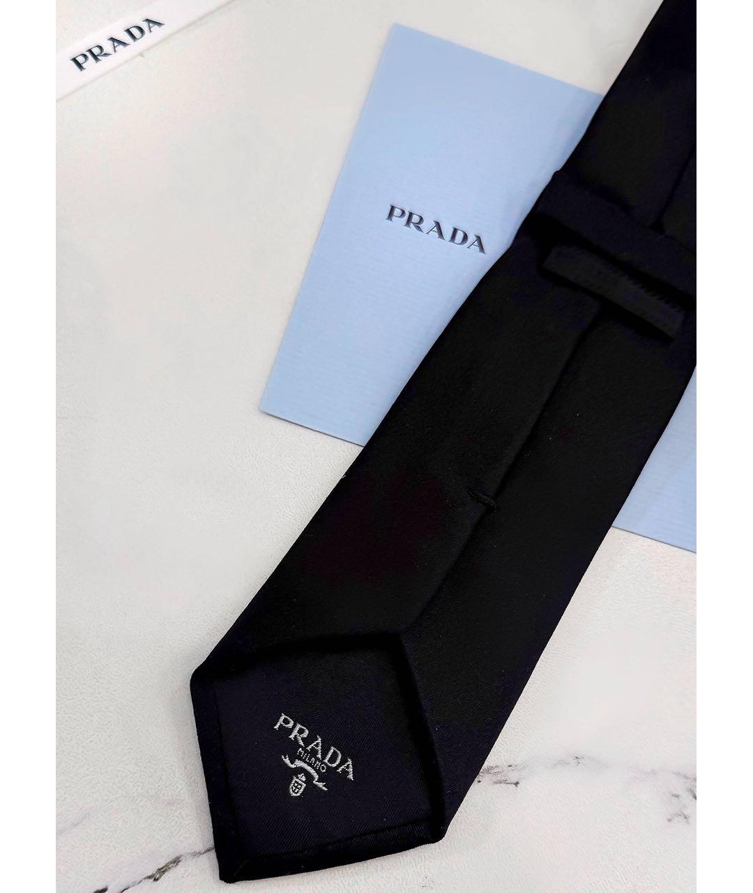 PRADA Темно-синий шелковый галстук, фото 3