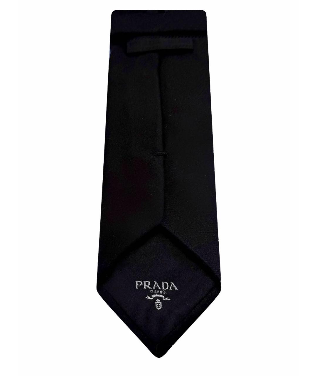 PRADA Темно-синий шелковый галстук, фото 1