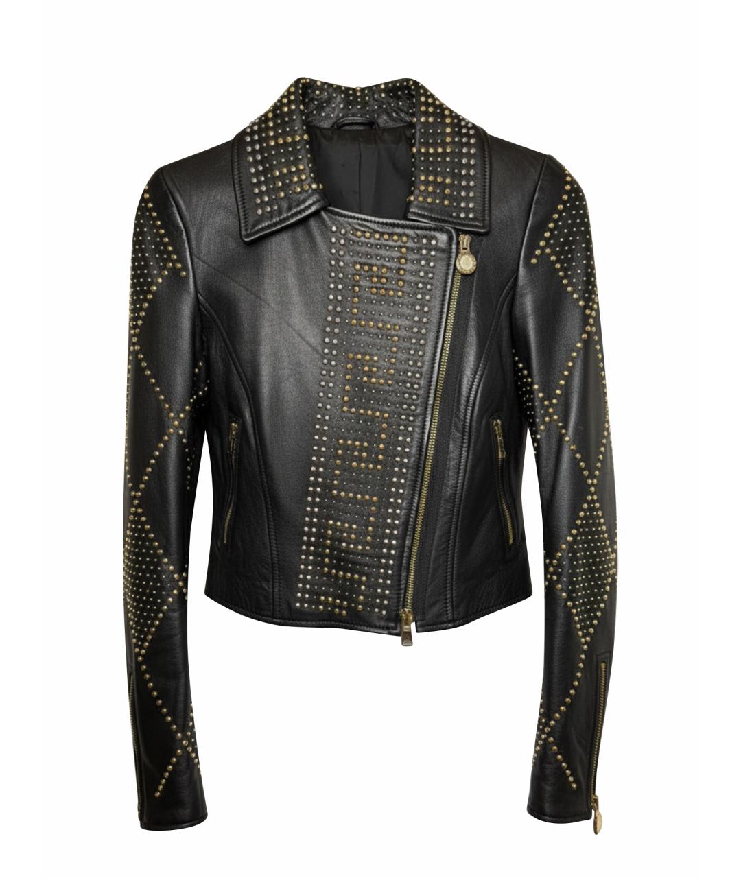 VERSACE Черная кожаная куртка, фото 1