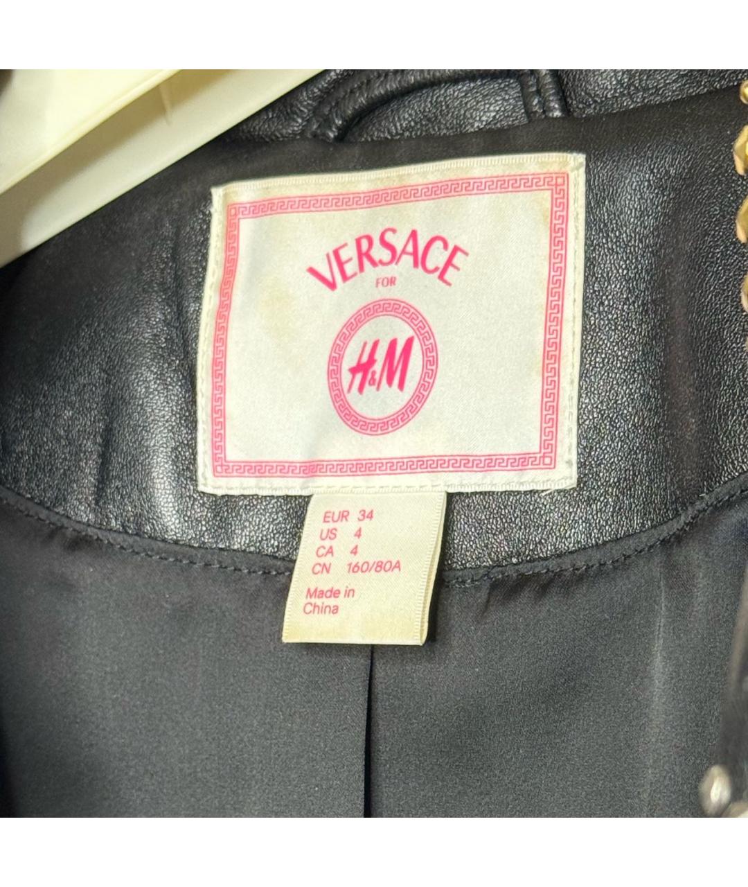 VERSACE Черная кожаная куртка, фото 4