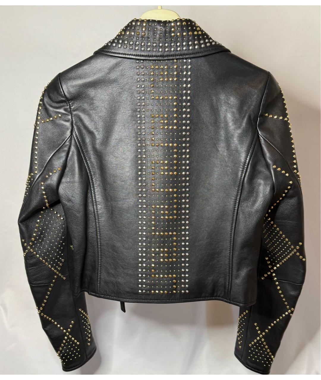 VERSACE Черная кожаная куртка, фото 3