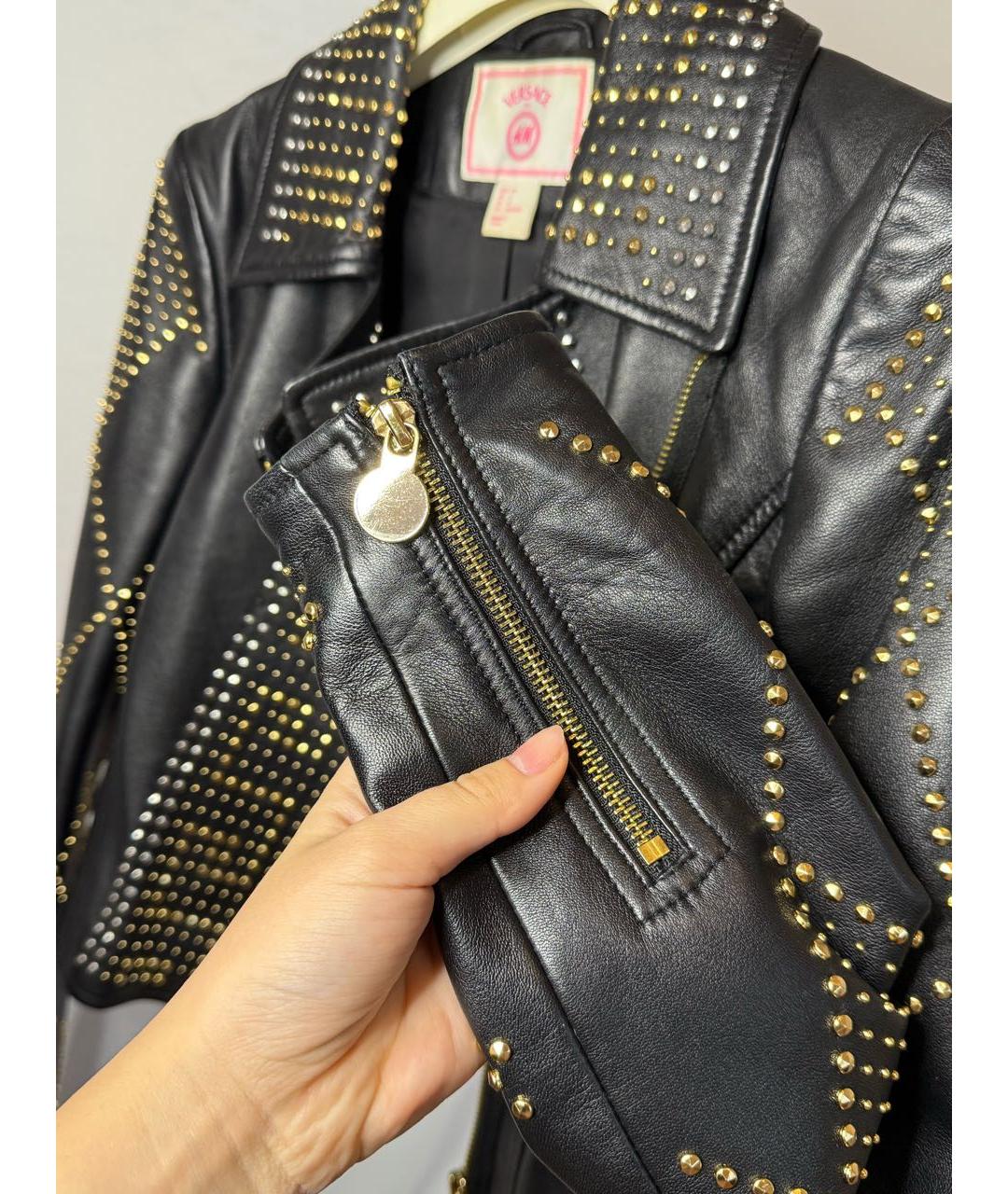 VERSACE Черная кожаная куртка, фото 6