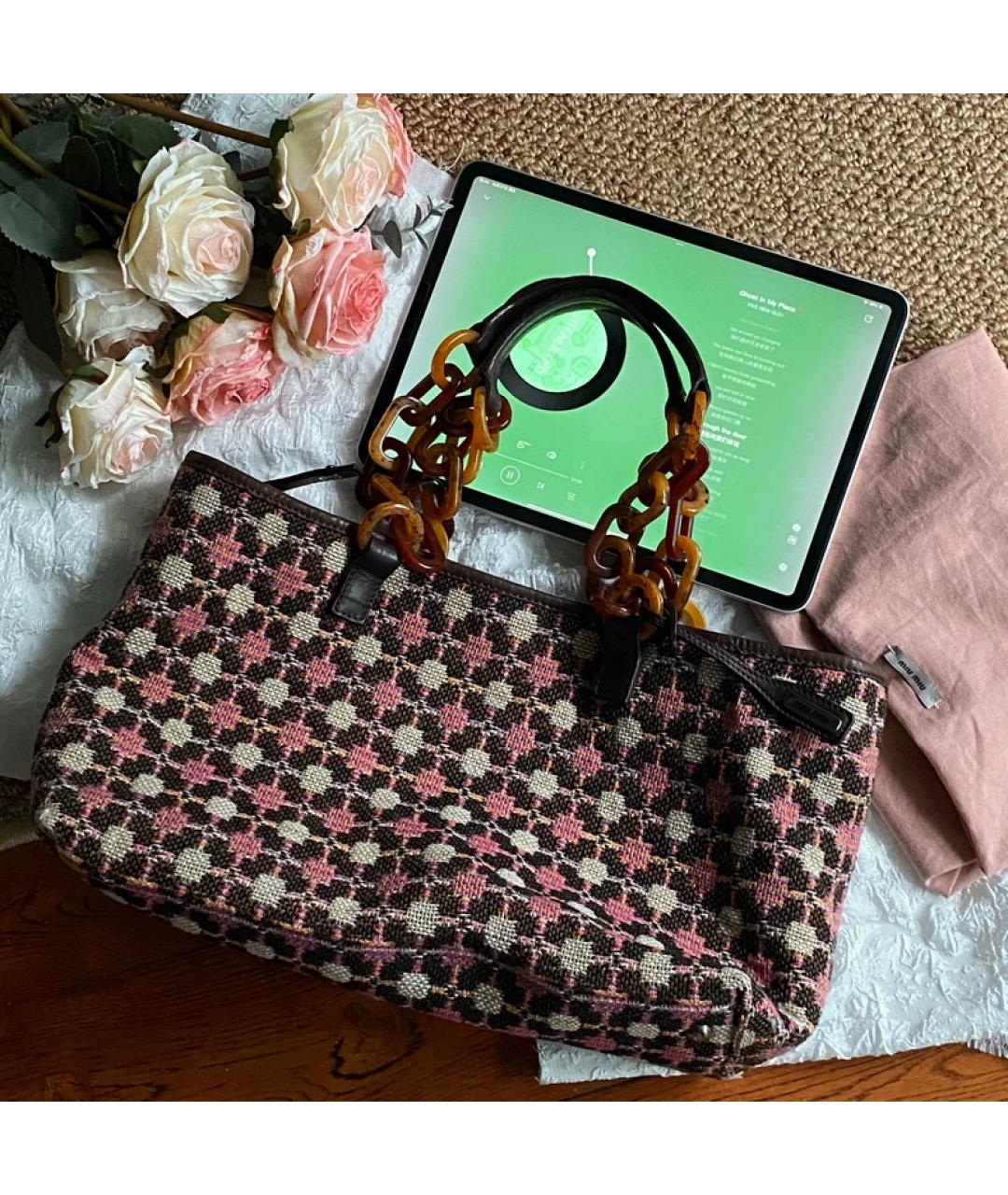 MIU MIU Коричневая тканевая сумка тоут, фото 8