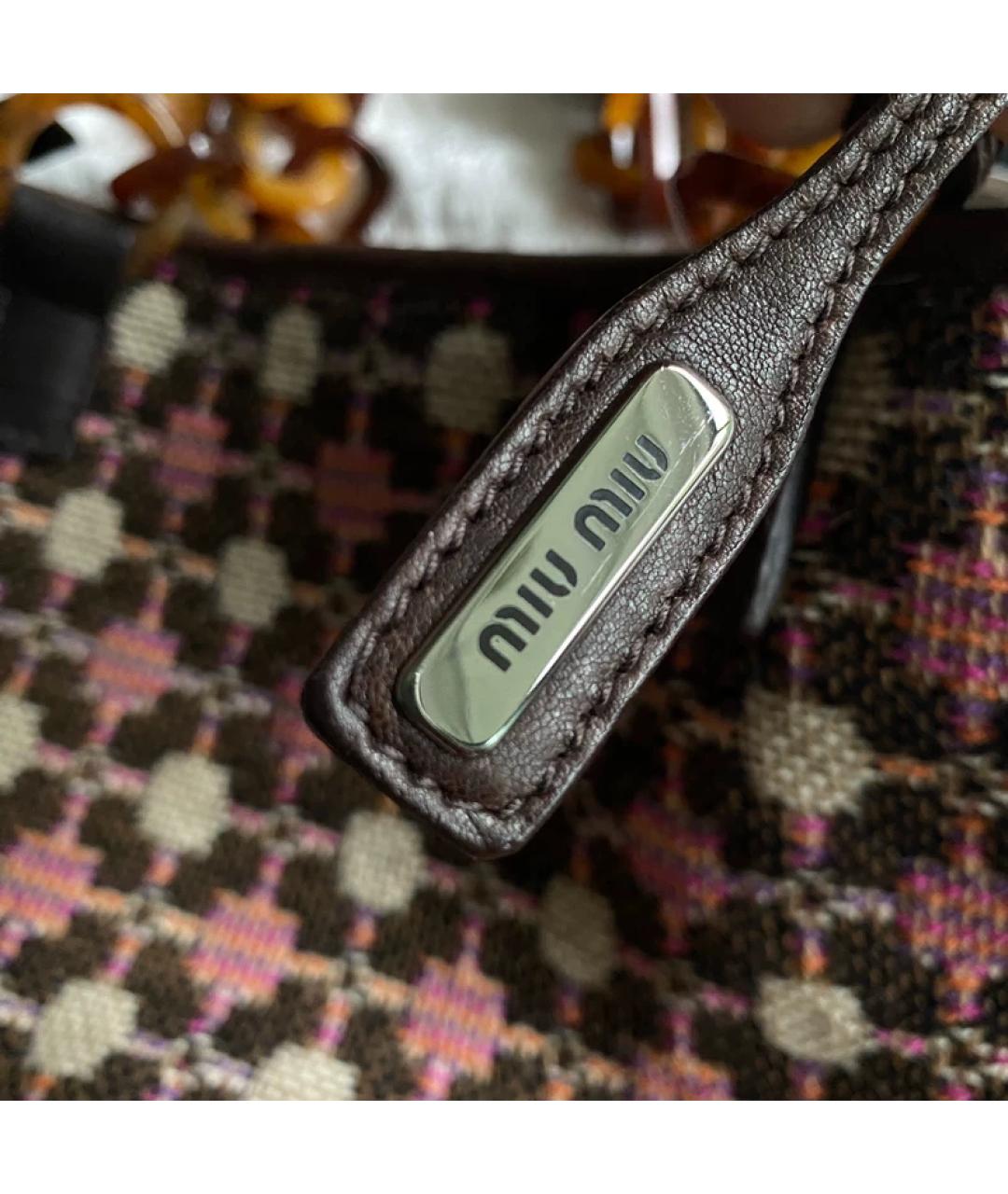 MIU MIU Коричневая тканевая сумка тоут, фото 3