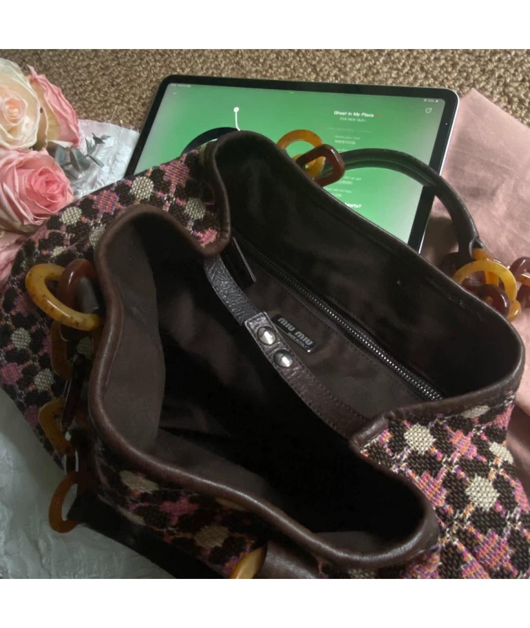 MIU MIU Коричневая тканевая сумка тоут, фото 5