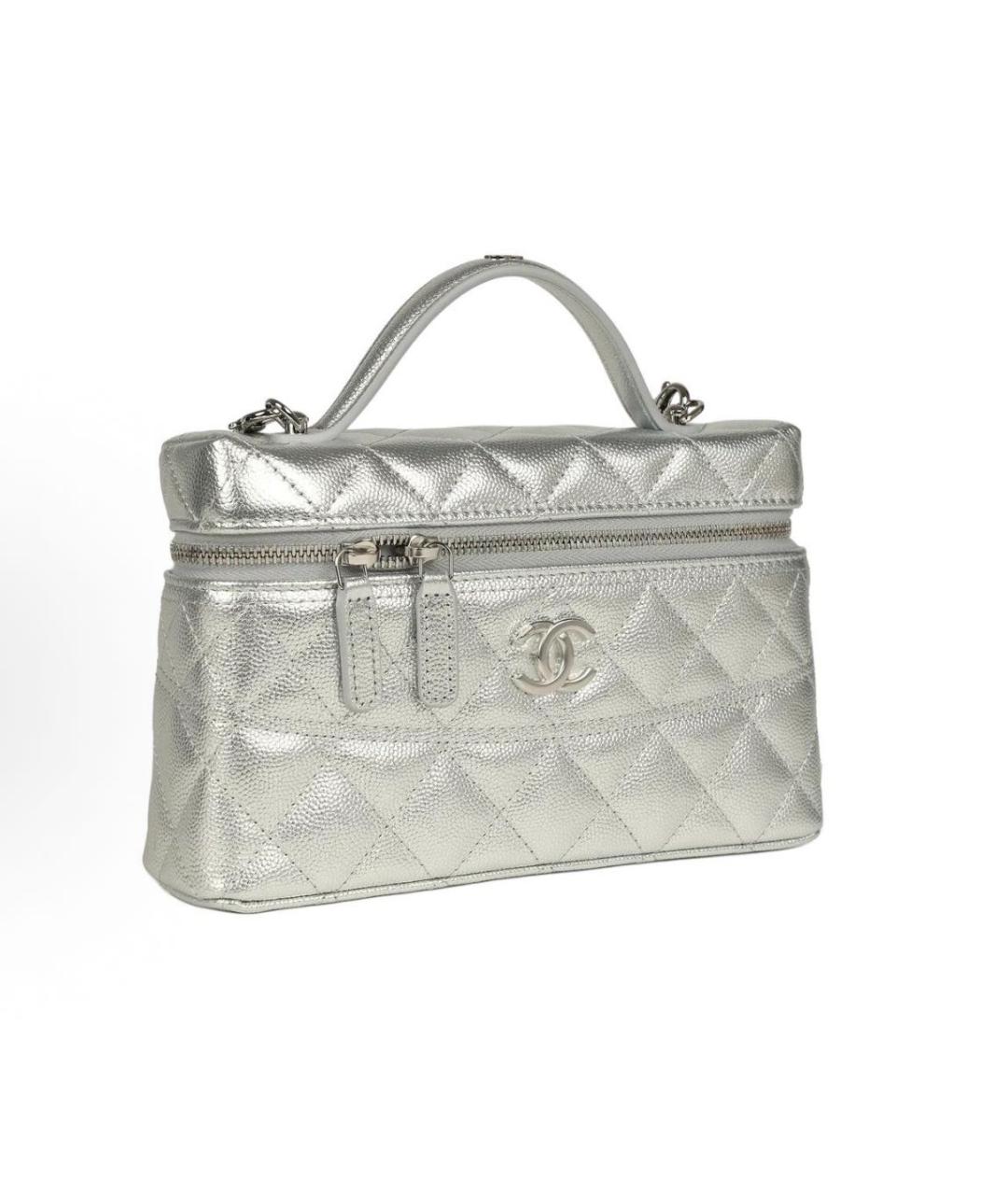 CHANEL Серебряная кожаная сумка через плечо, фото 2