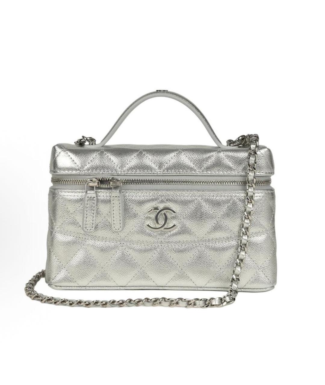 CHANEL Серебряная кожаная сумка через плечо, фото 9