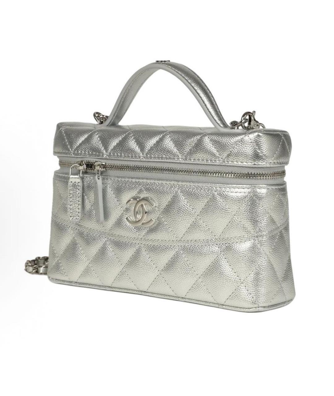 CHANEL Серебряная кожаная сумка через плечо, фото 3