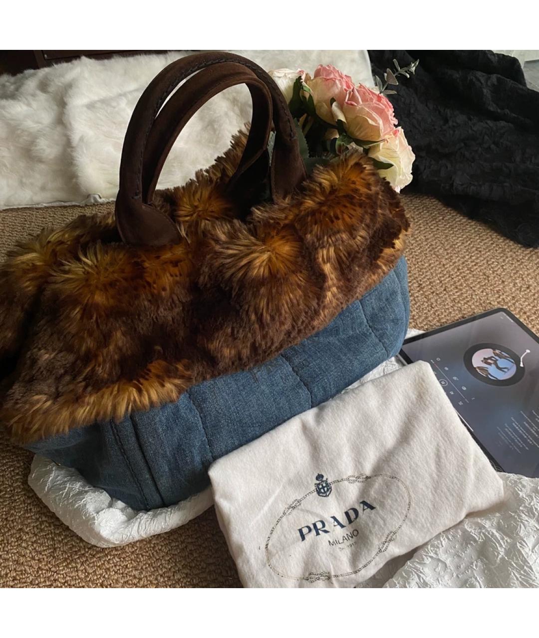 PRADA Синяя деним сумка с короткими ручками, фото 10