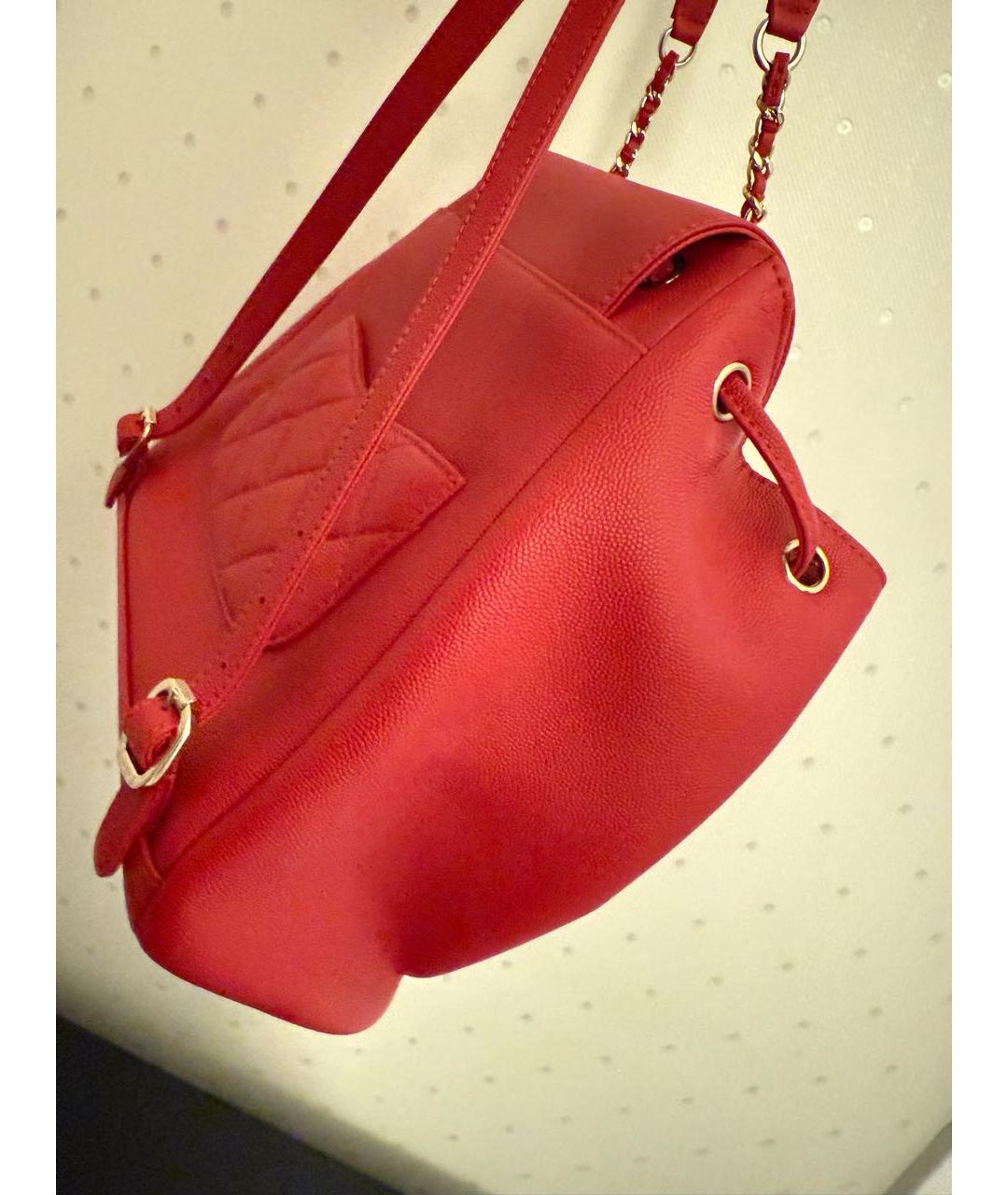 CHANEL Красный кожаный рюкзак, фото 3
