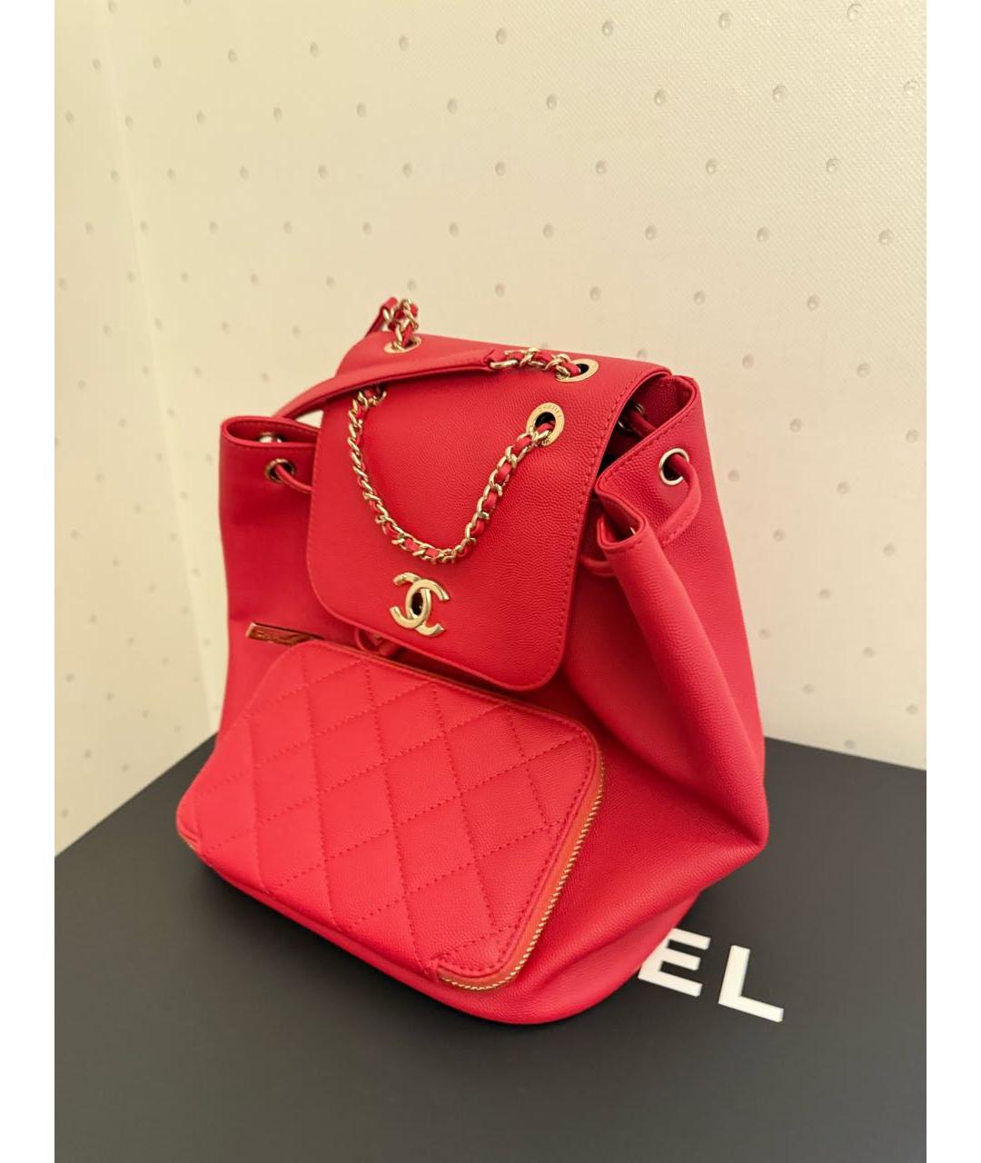 CHANEL Красный кожаный рюкзак, фото 7