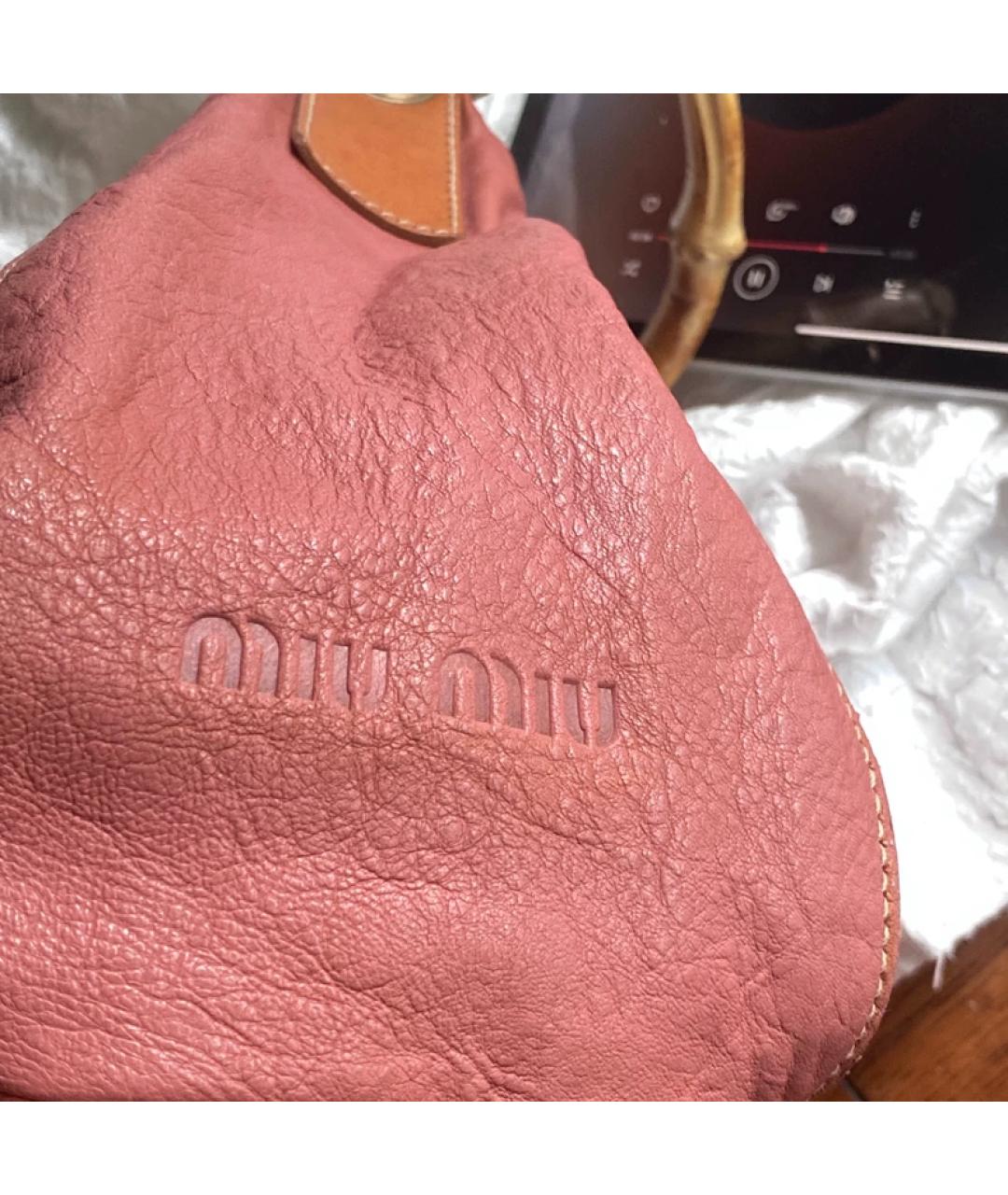 MIU MIU Розовая кожаная сумка с короткими ручками, фото 5