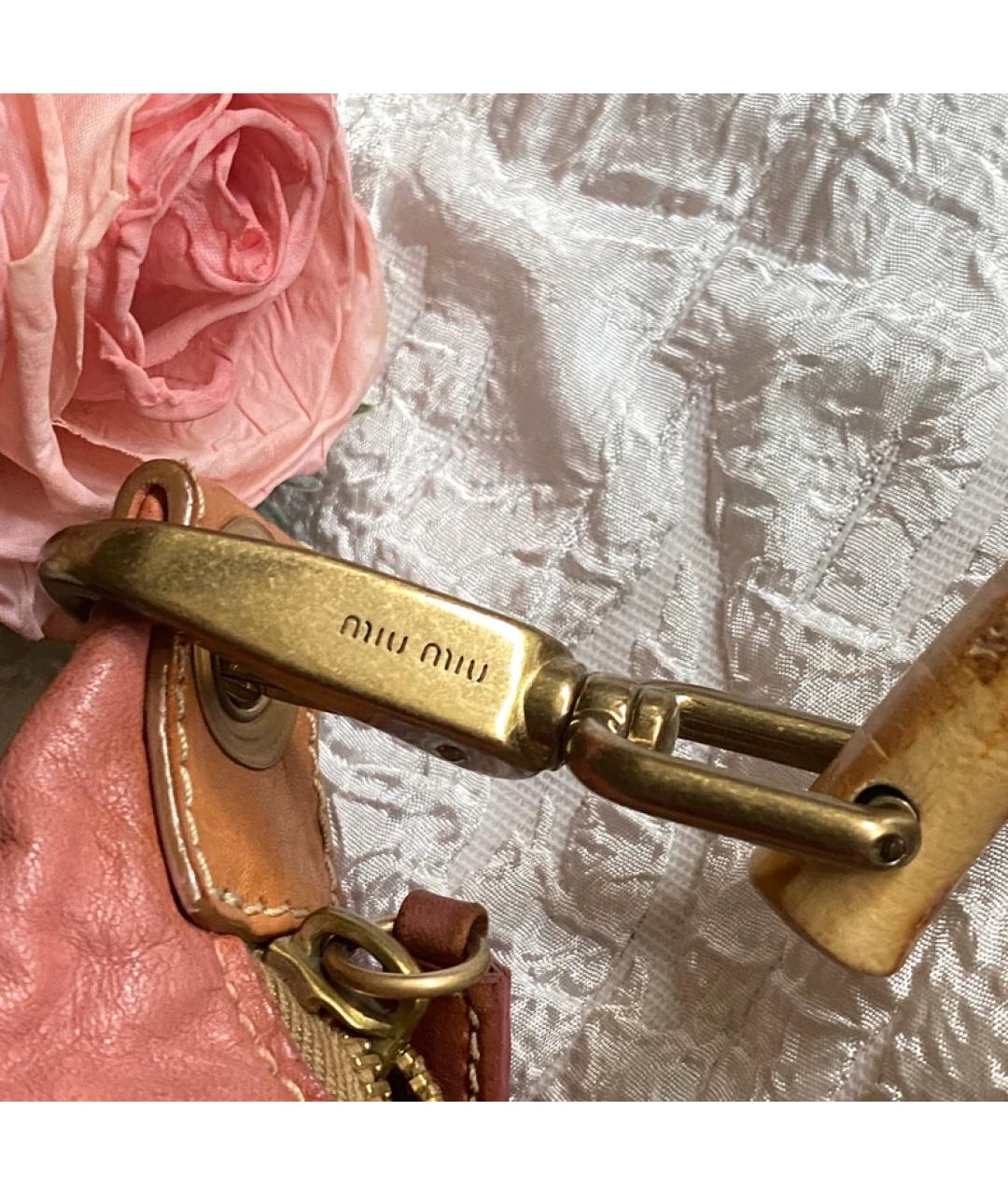 MIU MIU Розовая кожаная сумка с короткими ручками, фото 3