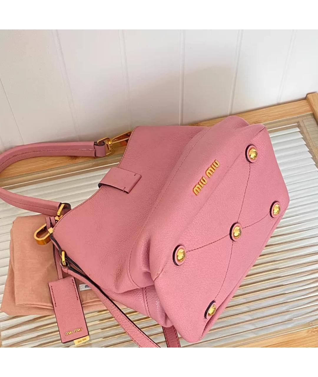 MIU MIU Розовая кожаная сумка через плечо, фото 6