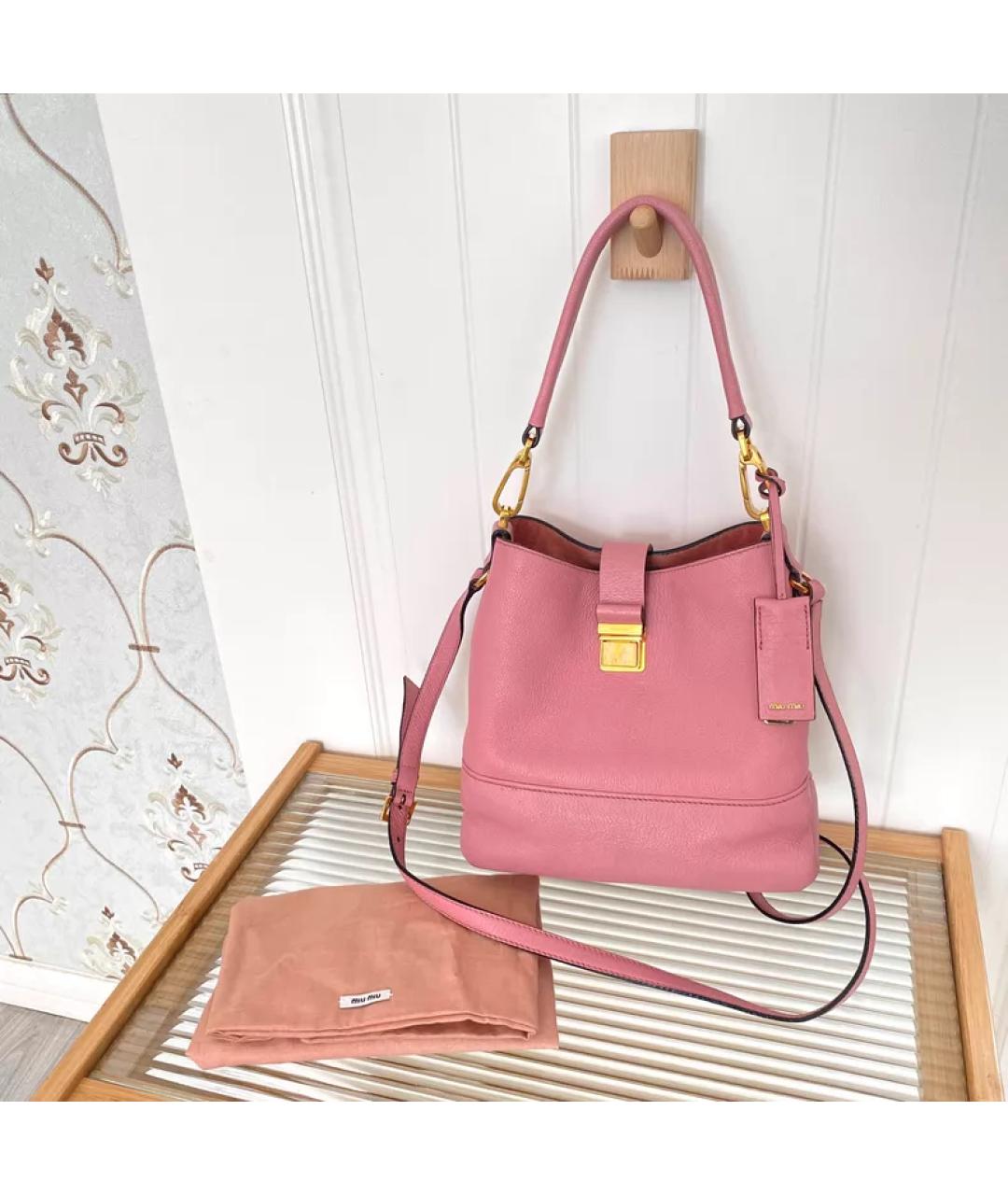MIU MIU Розовая кожаная сумка через плечо, фото 9