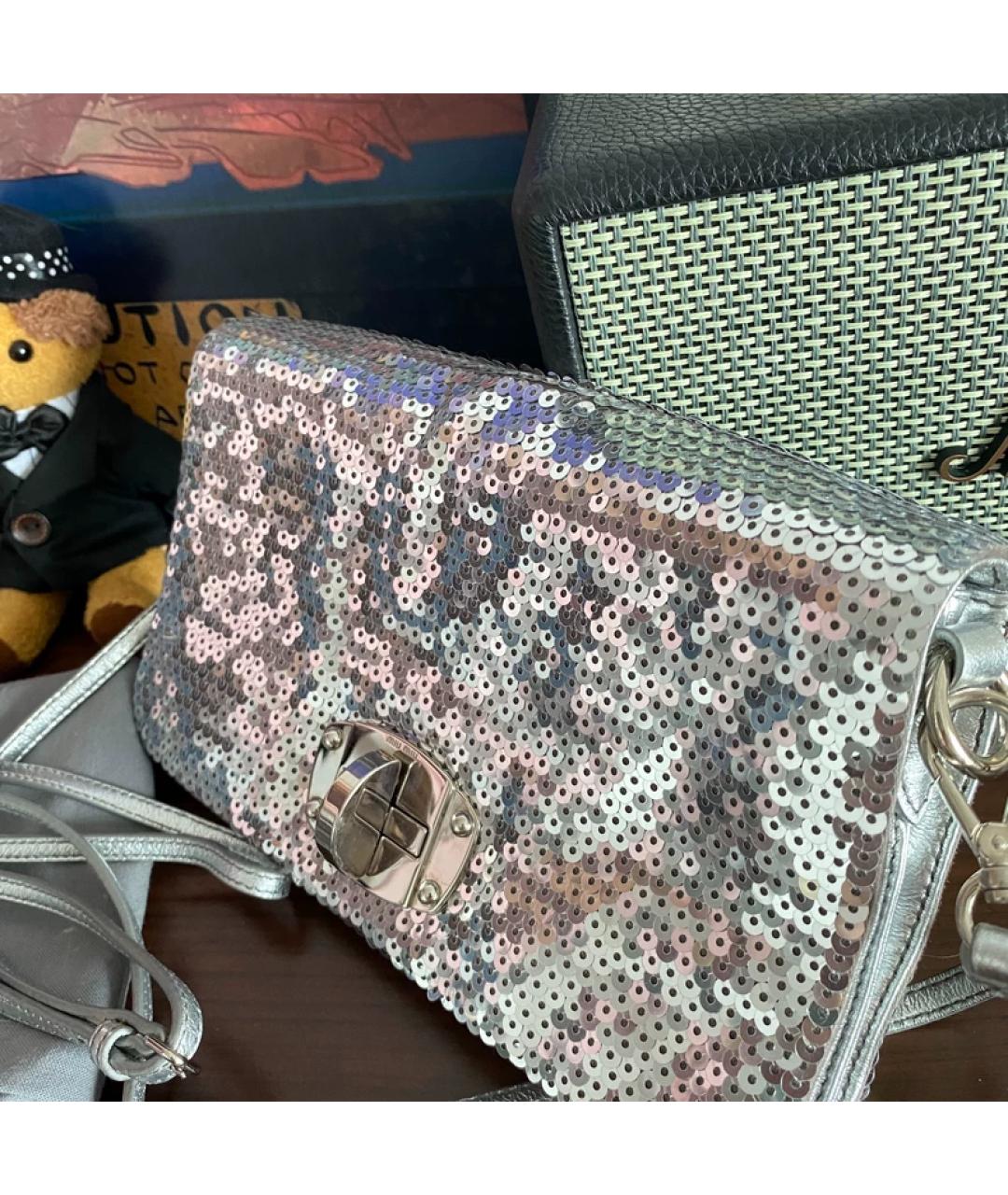 MIU MIU Серебряная кожаная сумка с короткими ручками, фото 3