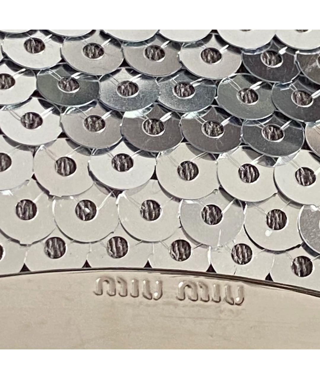 MIU MIU Серебряная кожаная сумка с короткими ручками, фото 4