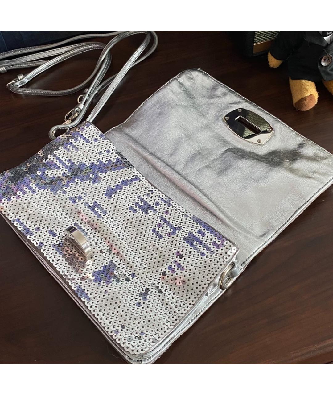 MIU MIU Серебряная кожаная сумка с короткими ручками, фото 5