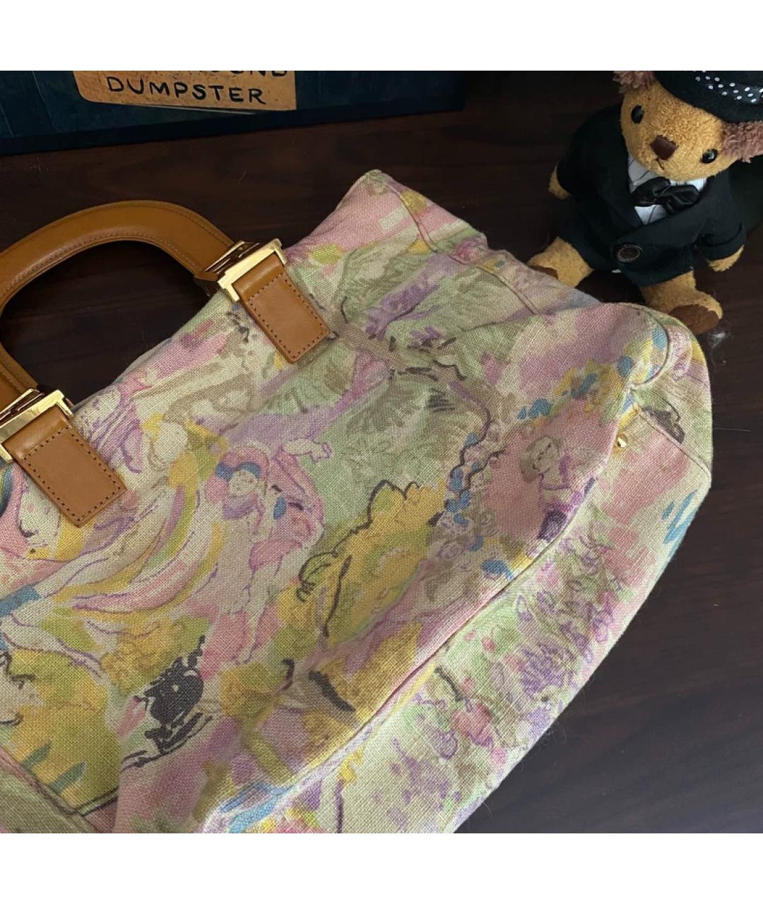 FENDI Мульти льняная сумка с короткими ручками, фото 2