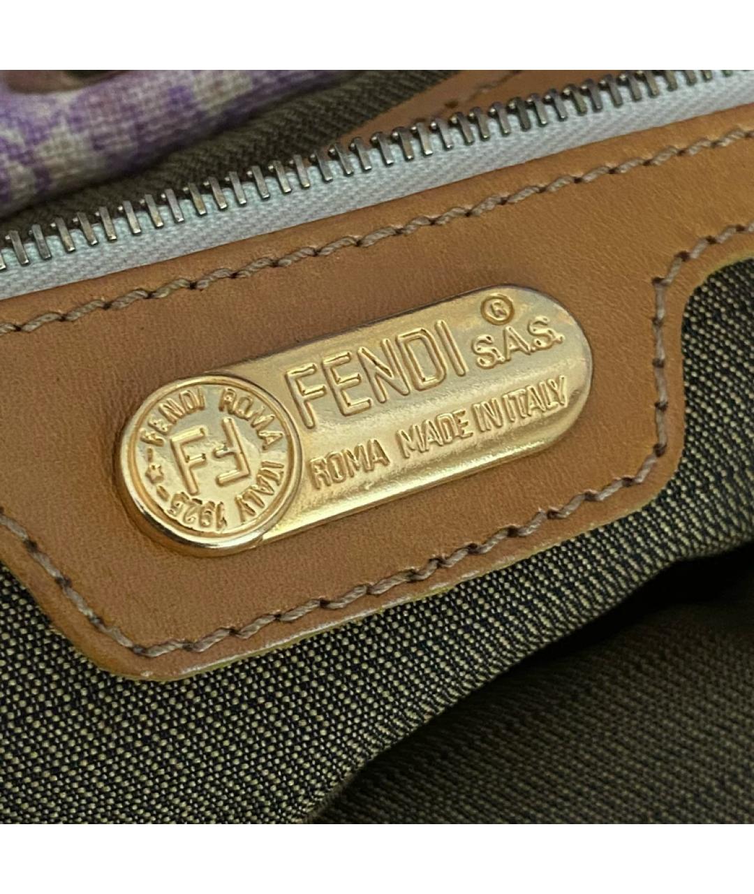 FENDI Мульти льняная сумка с короткими ручками, фото 5