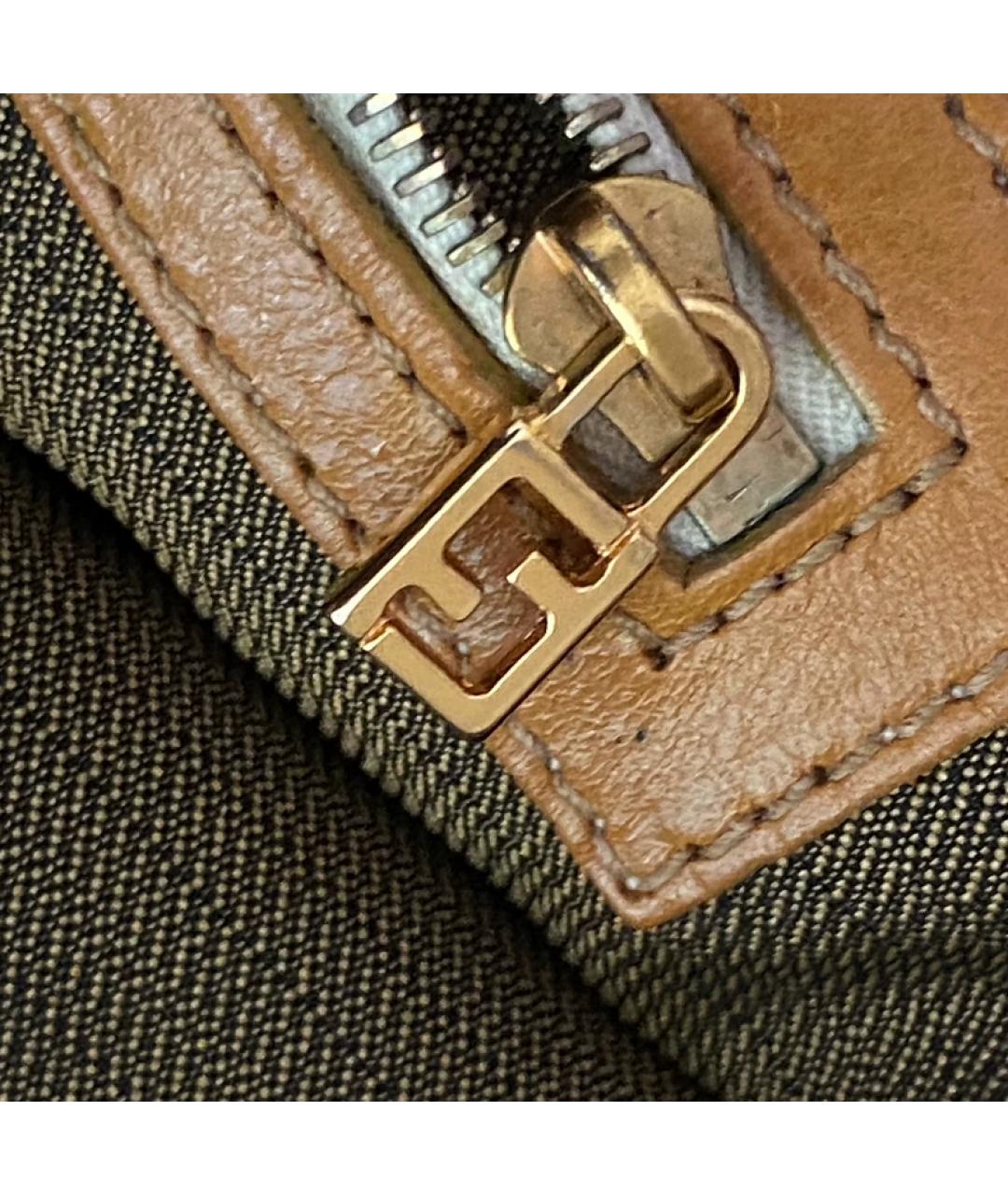 FENDI Мульти льняная сумка с короткими ручками, фото 6