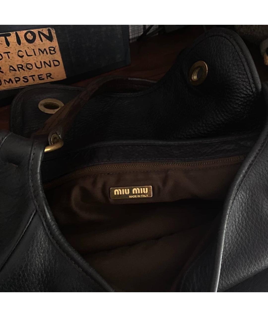 MIU MIU Черная кожаная сумка с короткими ручками, фото 5