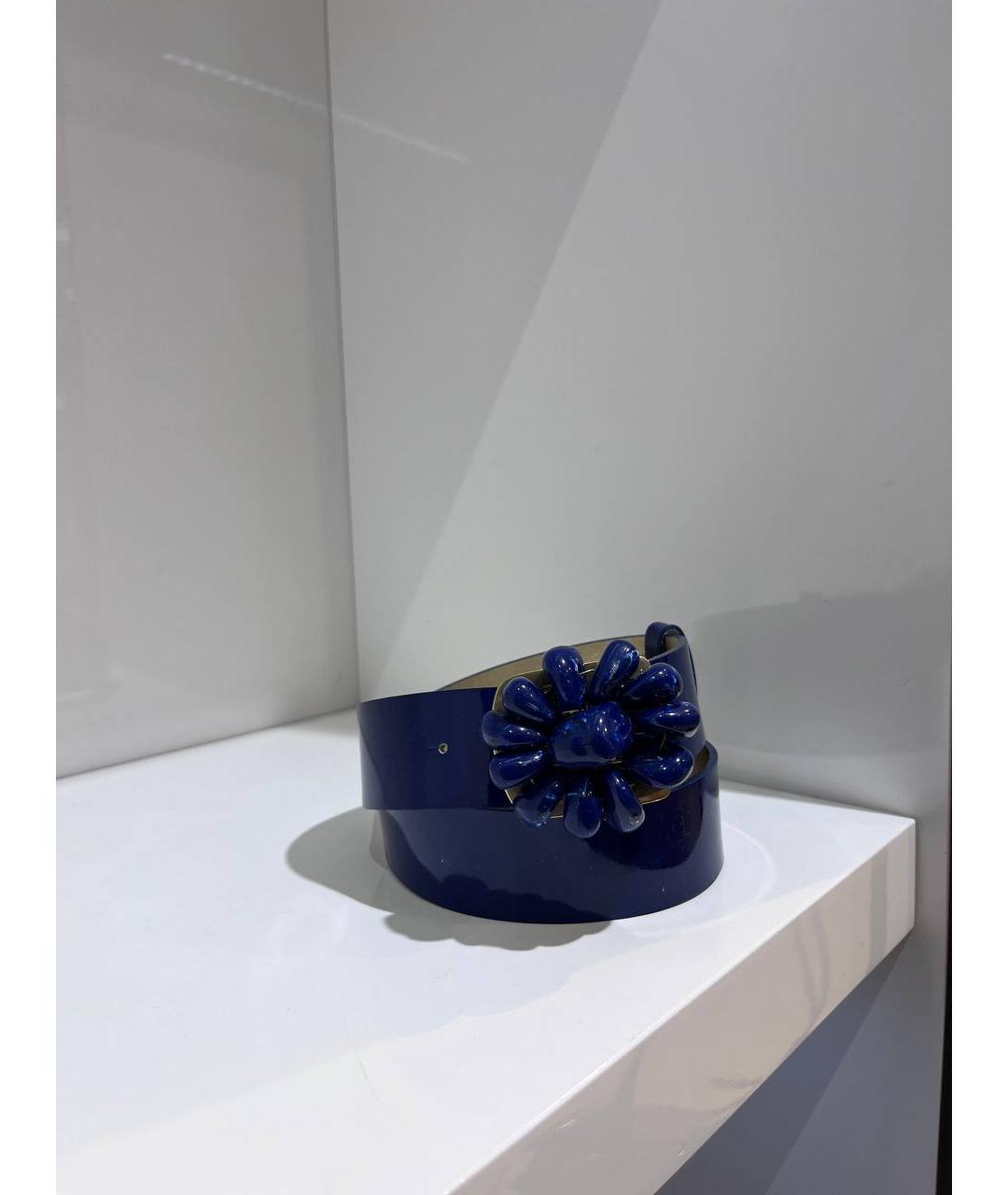 VERSACE Синий кожаный ремень, фото 2